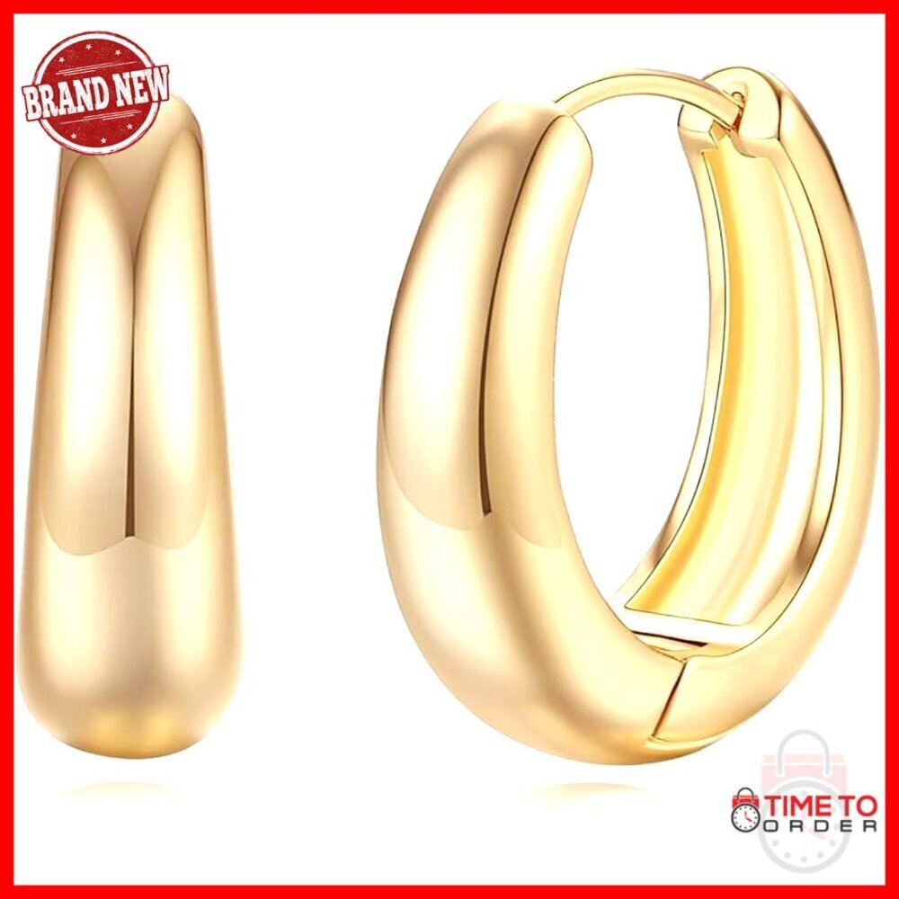 14K Gold Plated Hypoallergenic Hoop Earrings Lightweight Women's Jewelry
